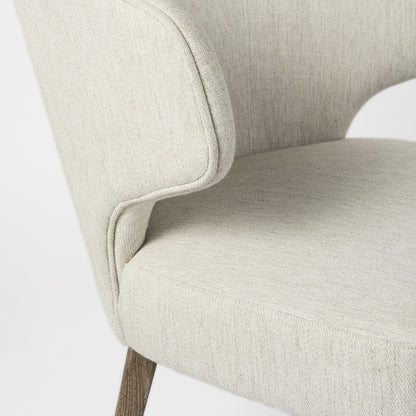 Ivory & Brown Mid Century Wingback Dining Chair