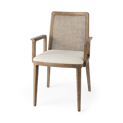 Cream & Brown Fabric Dining Chair