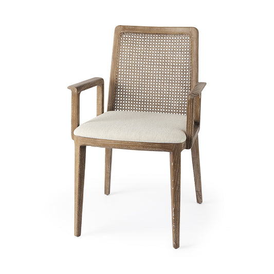 Cream & Brown Fabric Dining Chair