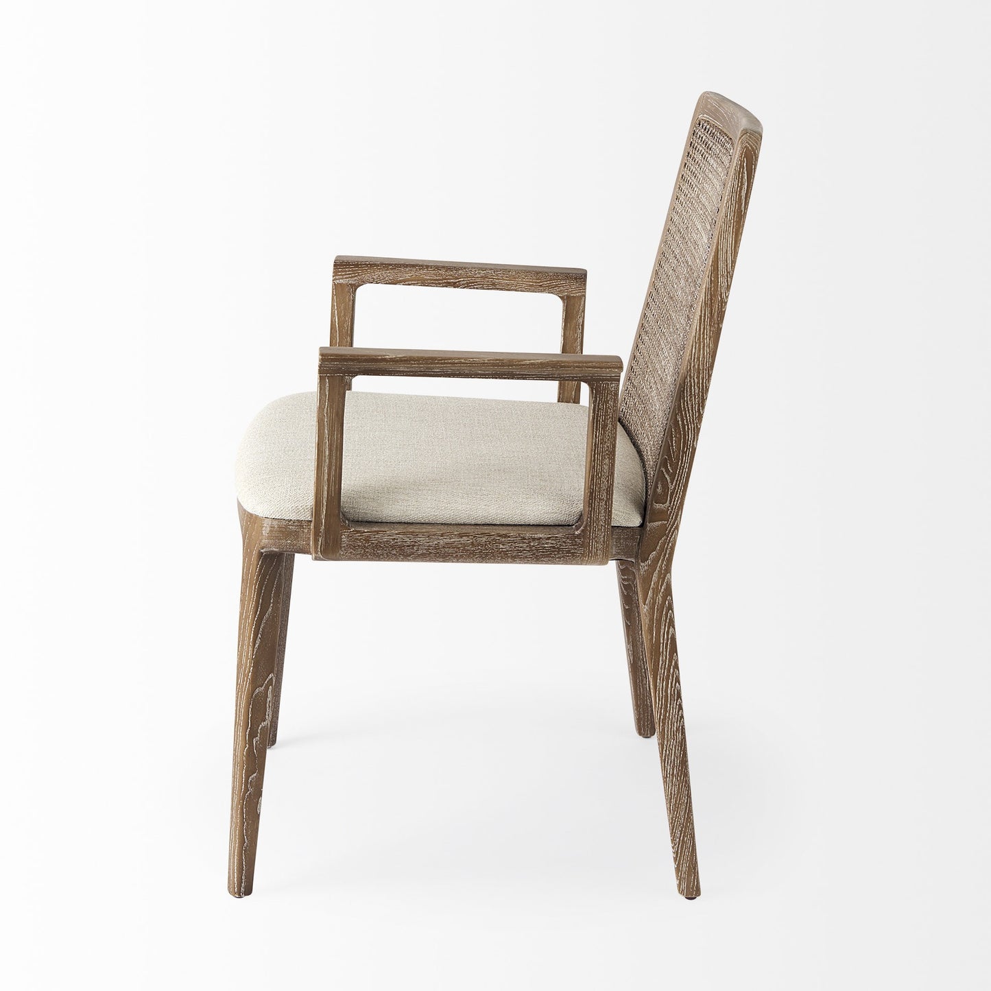 Cream & Brown Fabric Dining Chair