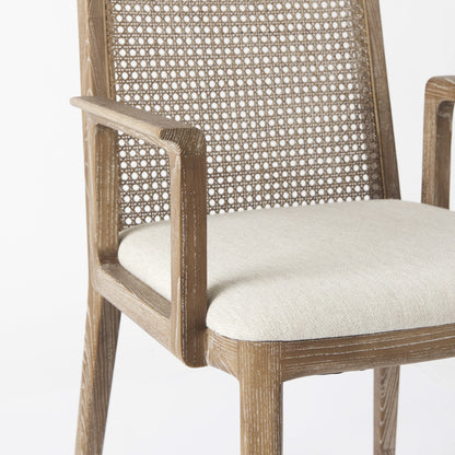 Cream & Brown Fabric Dining Chair