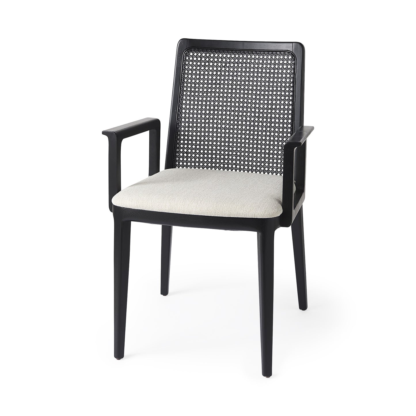 Cream & Black Fabric Dining Chair