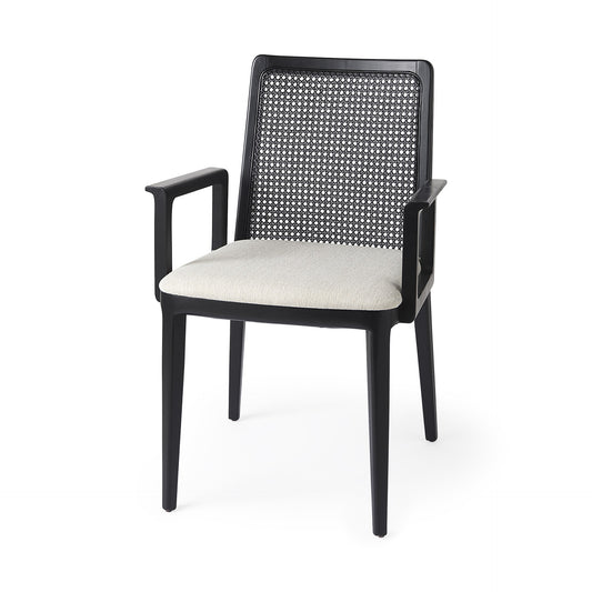 Cream & Black Fabric Dining Chair