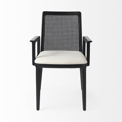 Cream & Black Fabric Dining Chair