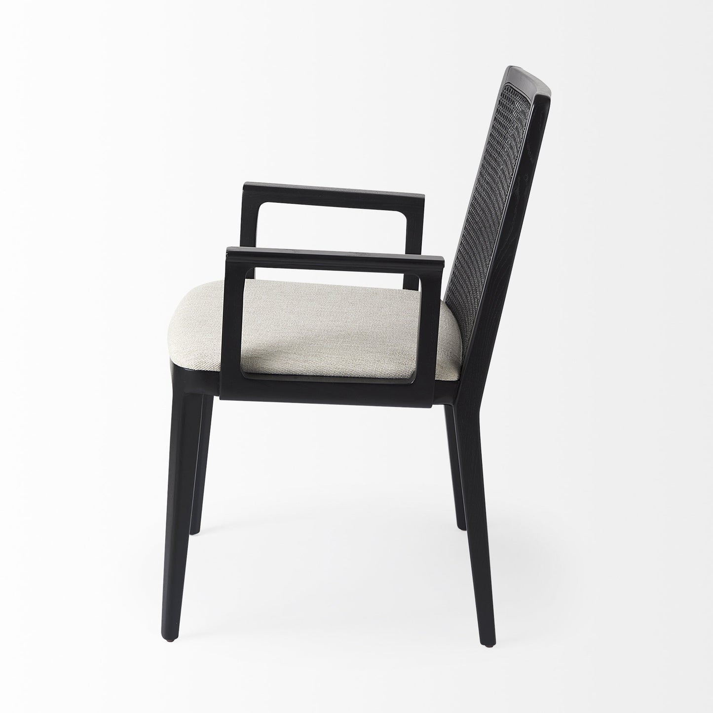 Cream & Black Fabric Dining Chair