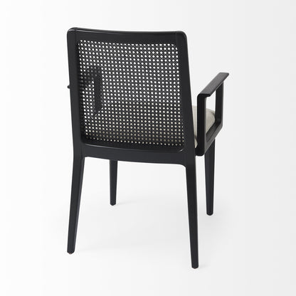 Cream & Black Fabric Dining Chair