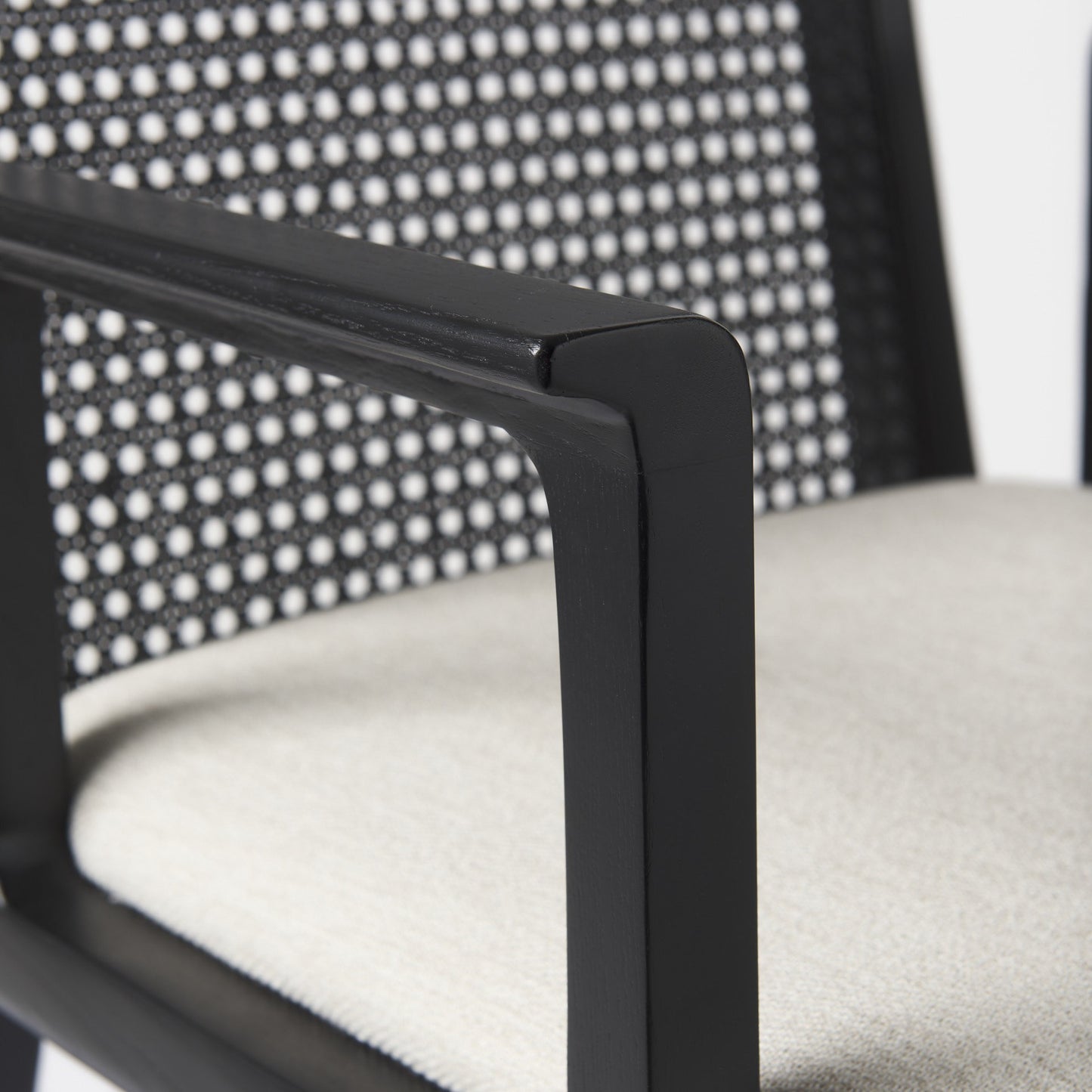 Cream & Black Fabric Dining Chair