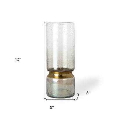 Gold Abstract Cylinder Metal Table Vase
