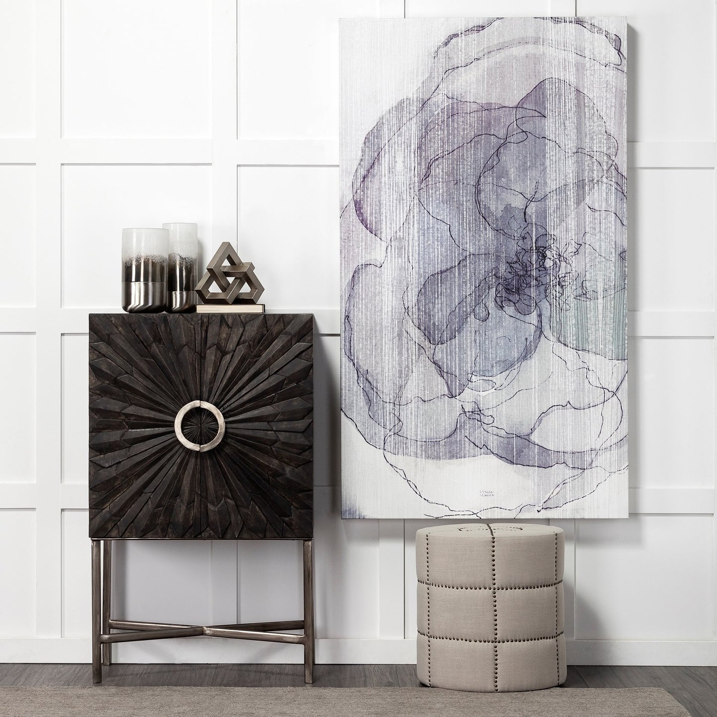 White Abstract Cylinder Crystal Glass Table Vase