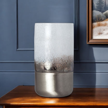 White Abstract Cylinder Crystal Glass Table Vase