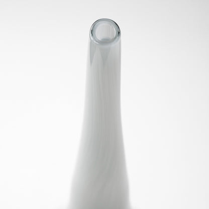 Blue Gray & Taupe Handblown Spun Glass Vase
