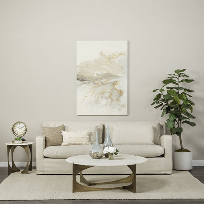 Blue Gray & Taupe Handblown Spun Glass Vase