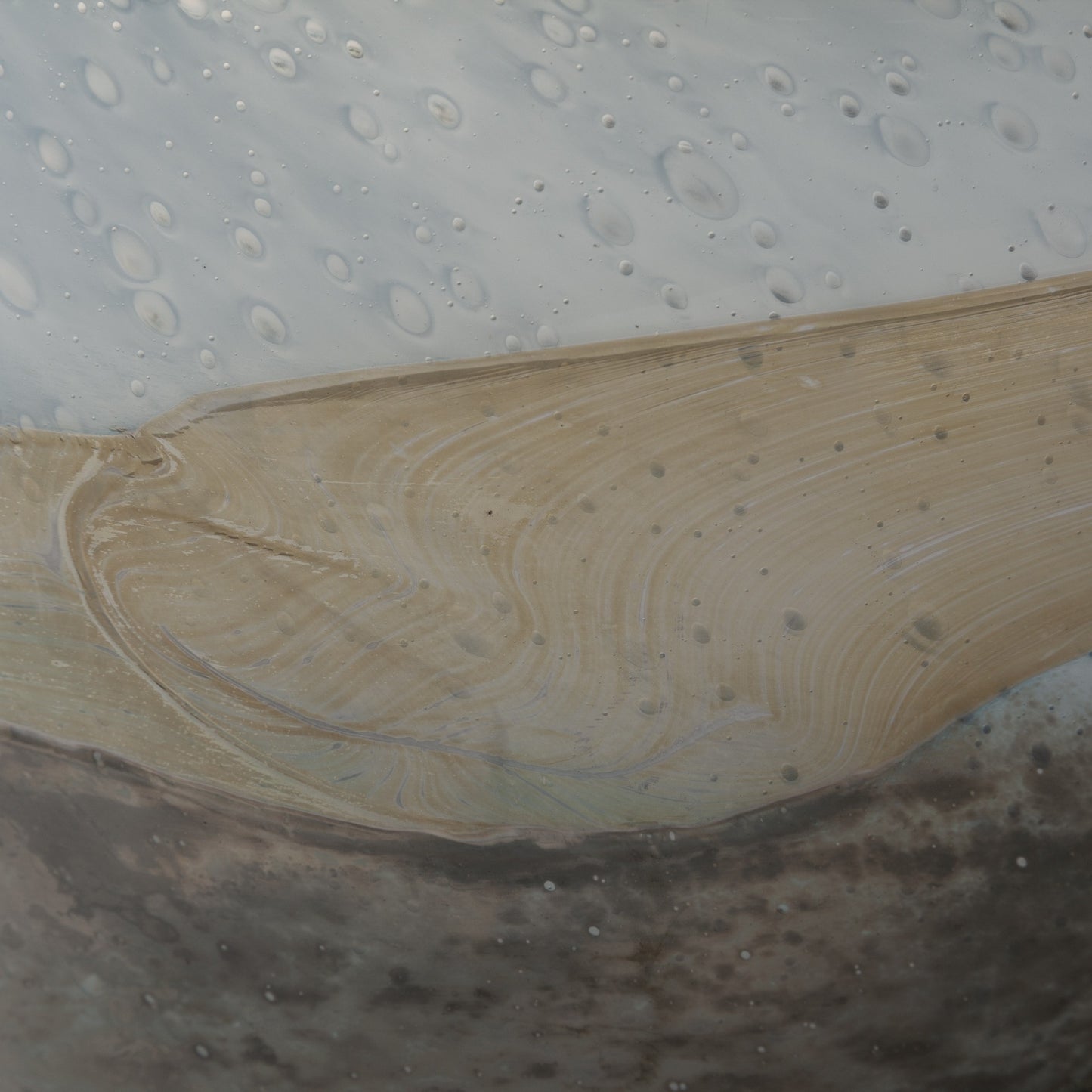 Blue & Brown Abstract Cylinder Crystal Glass Table Vase