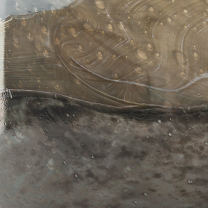 Blue & Brown Abstract Cylinder Crystal Glass Table Vase