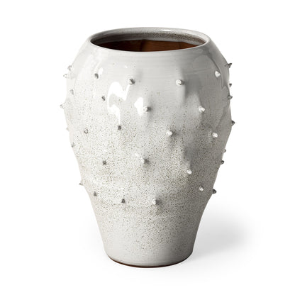 White Abstract Cylinder Ceramic Table Vase
