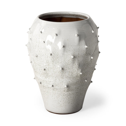 White Abstract Cylinder Ceramic Table Vase