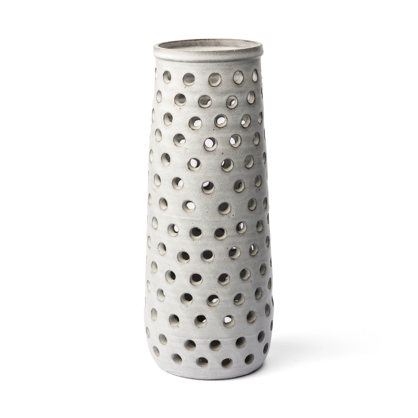 White Abstract Cylinder Ceramic Table Vase