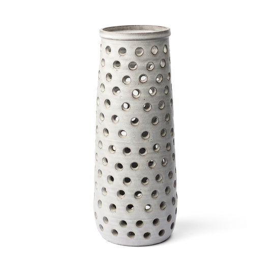 White Abstract Cylinder Ceramic Table Vase