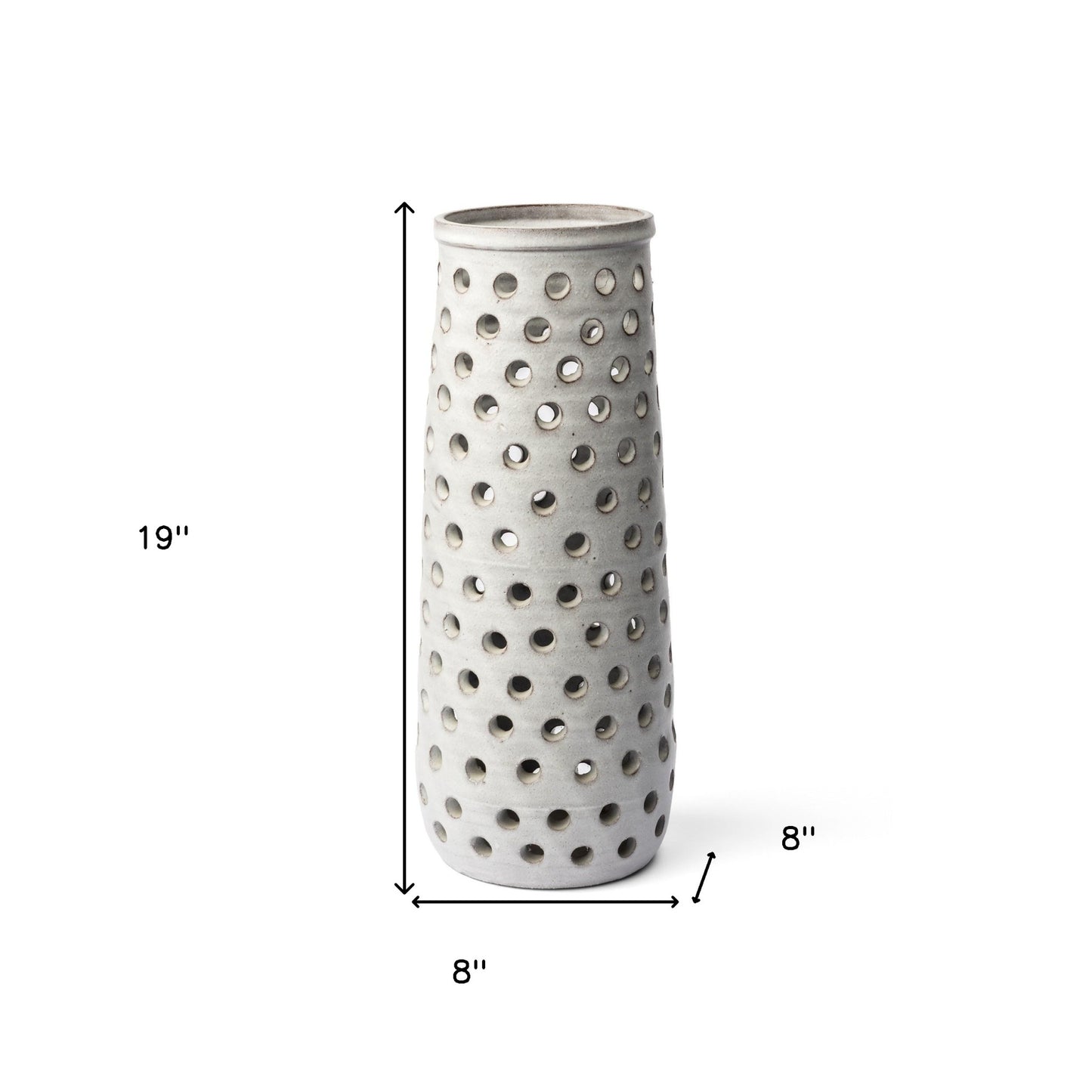 White Abstract Cylinder Ceramic Table Vase