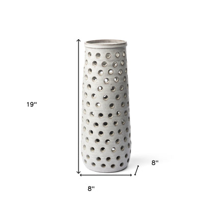 White Abstract Cylinder Ceramic Table Vase