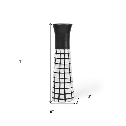 Black & White Abstract Cylinder Ceramic Table Vase