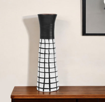 Black & White Abstract Cylinder Ceramic Table Vase