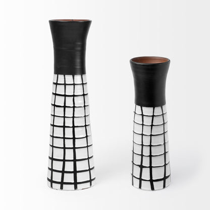 Black & White Abstract Cylinder Ceramic Table Vase