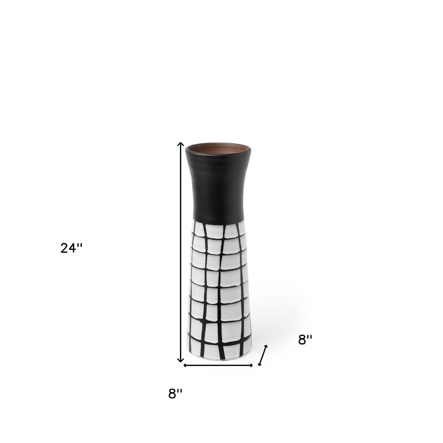 Black & White Abstract Cylinder Ceramic Table Vase