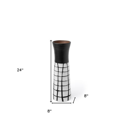 Black & White Abstract Cylinder Ceramic Table Vase