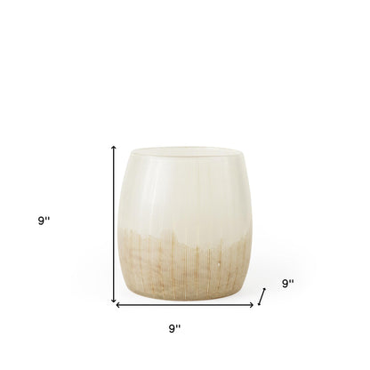 Cream Abstract Cylinder Crystal Glass Table Vase