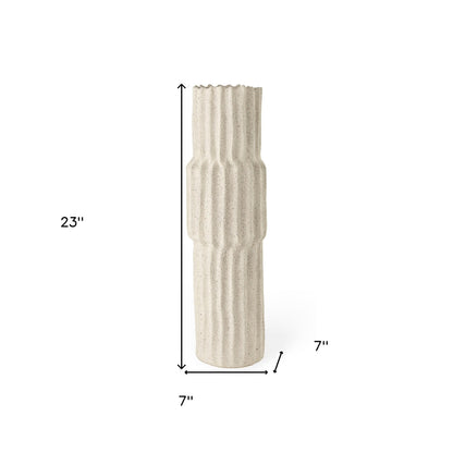Cream Abstract Cylinder Ceramic Table Vase