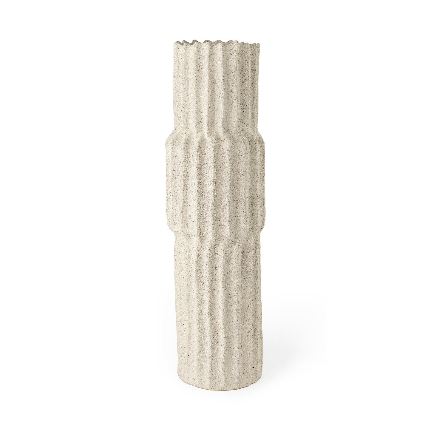 Cream Abstract Cylinder Ceramic Table Vase
