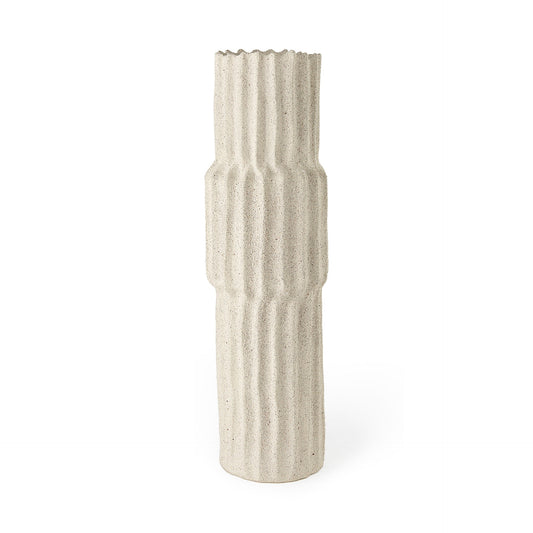 Cream Abstract Cylinder Ceramic Table Vase