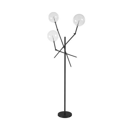 Black Tri Globe Contemporary Floor Lamp