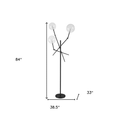 Black Tri Globe Contemporary Floor Lamp