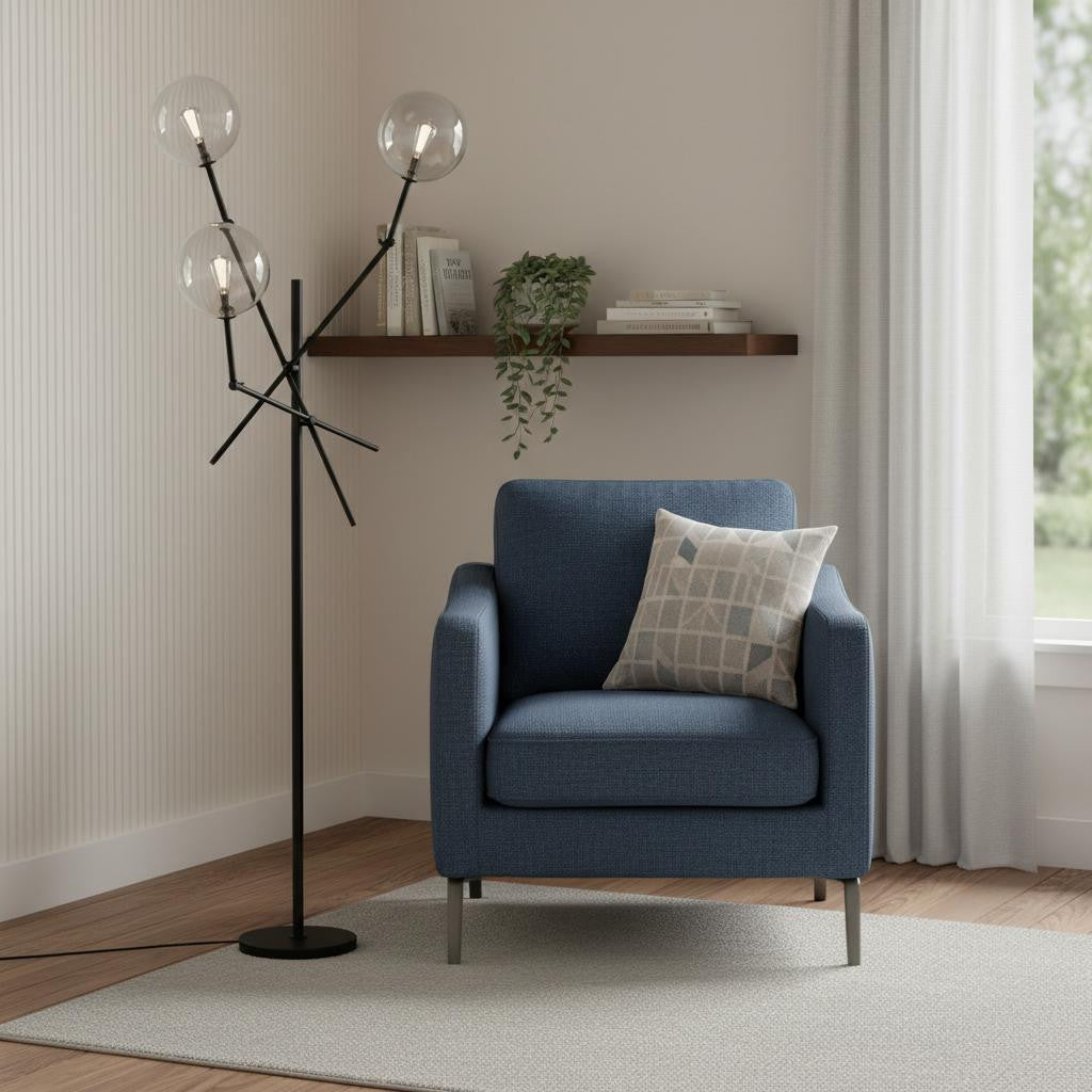 Black Tri Globe Contemporary Floor Lamp