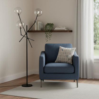 Black Tri Globe Contemporary Floor Lamp