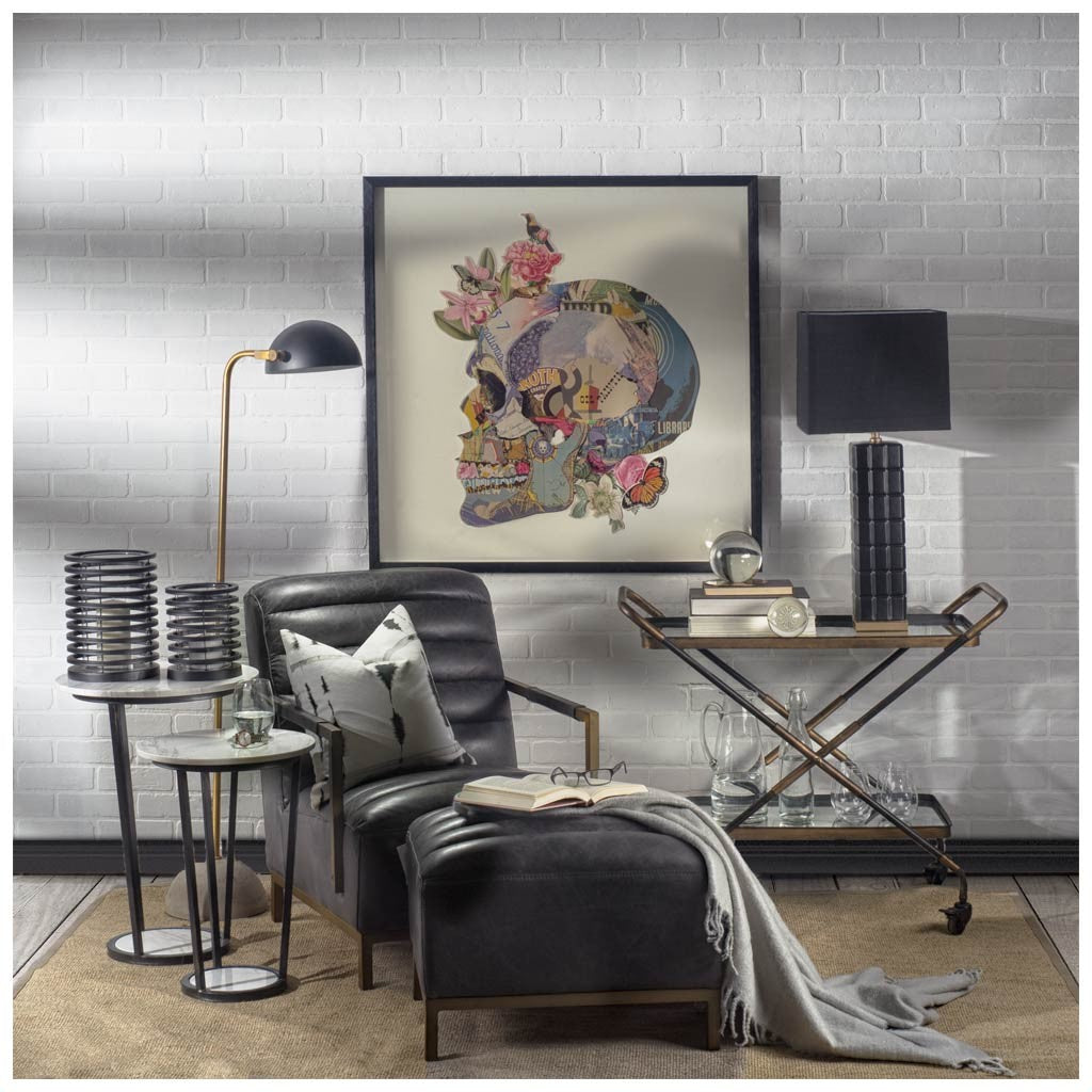 Antiqued Gold Black & Concrete Floor Lamp