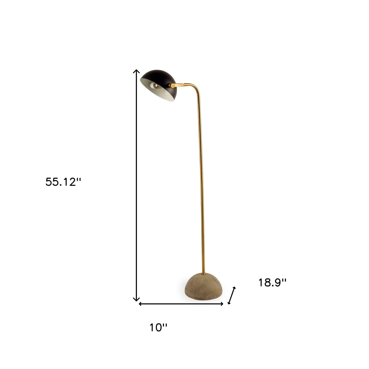 Antiqued Gold Black & Concrete Floor Lamp