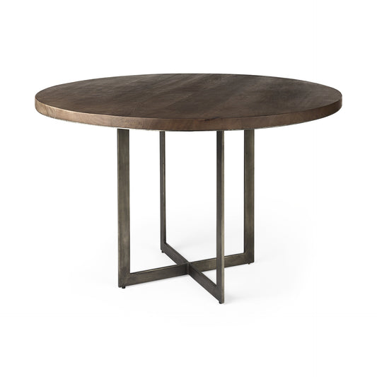 Brown And Gray Sled Base Dining Table