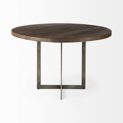 Brown And Gray Sled Base Dining Table