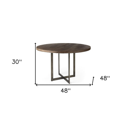 Brown And Gray Sled Base Dining Table