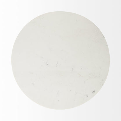White And Natural Rounded Marble Pedestal Base Dining Table