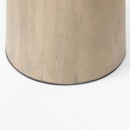 White And Natural Rounded Marble Pedestal Base Dining Table