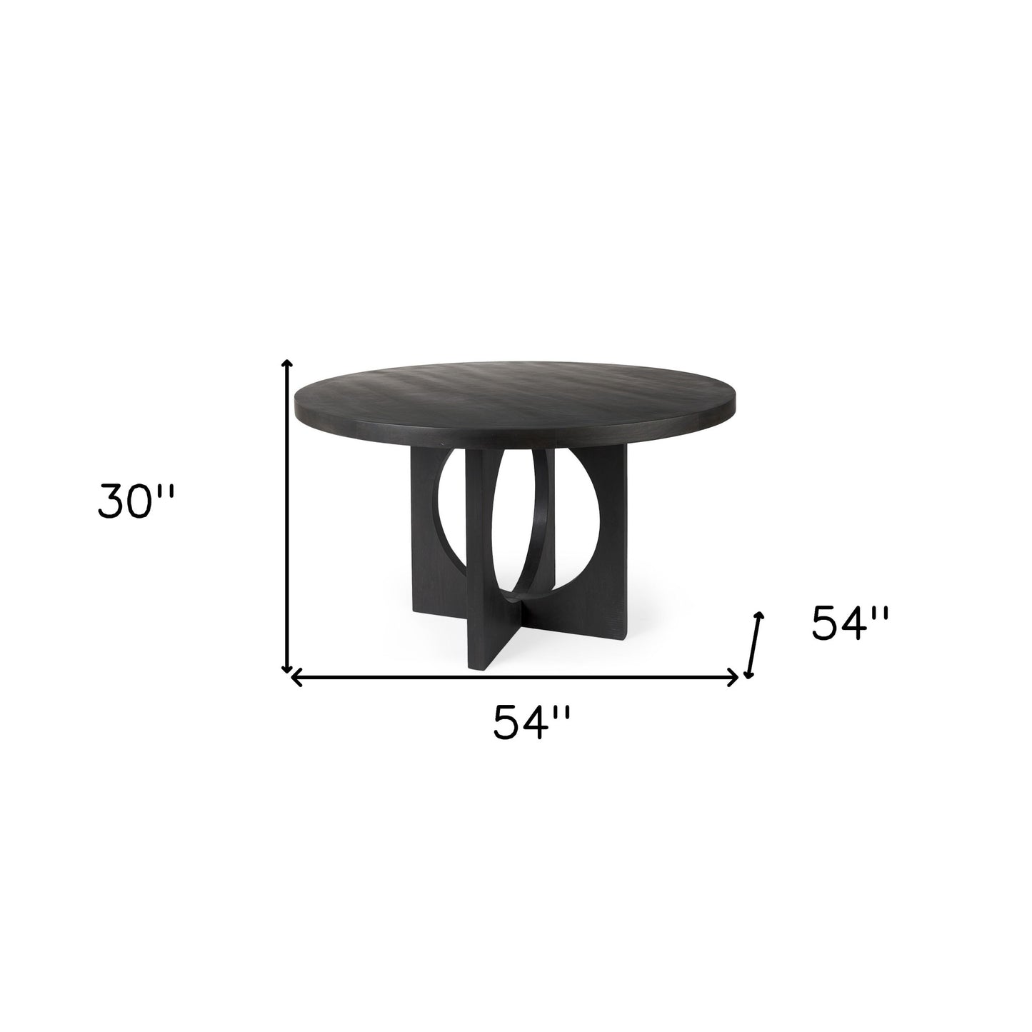 Black Rounded Solid Wood Pedestal Base Dining Table