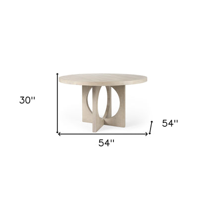 Natural Rounded Pedestal Base Dining Table