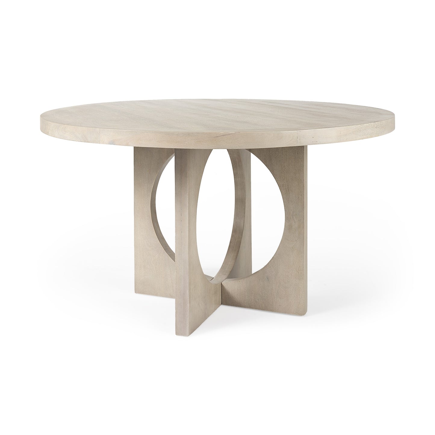Natural Rounded Pedestal Base Dining Table