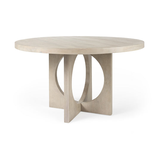 Natural Rounded Pedestal Base Dining Table