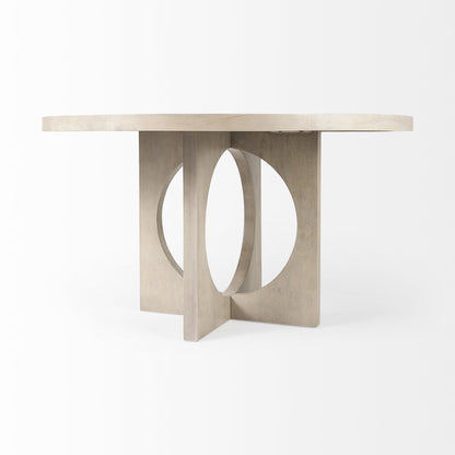 Natural Rounded Pedestal Base Dining Table