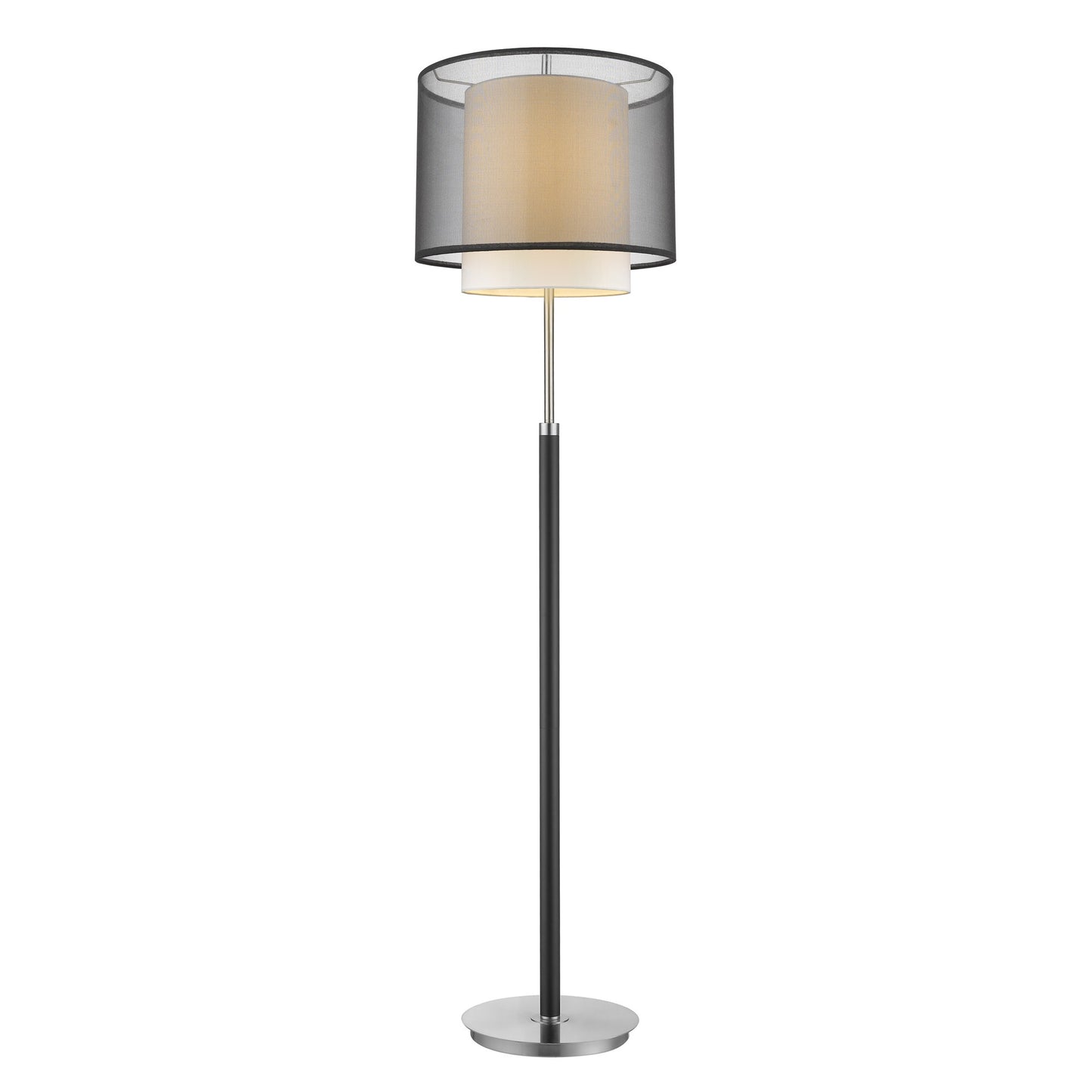 Chrome Floor Lamp w/ Black & Shade